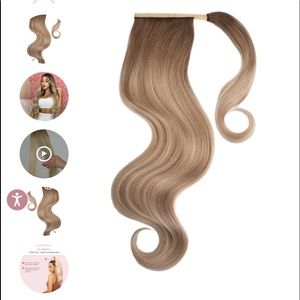 Glam Seamless Cream Beige Balyage Invisi-Ponytail. 16 inches